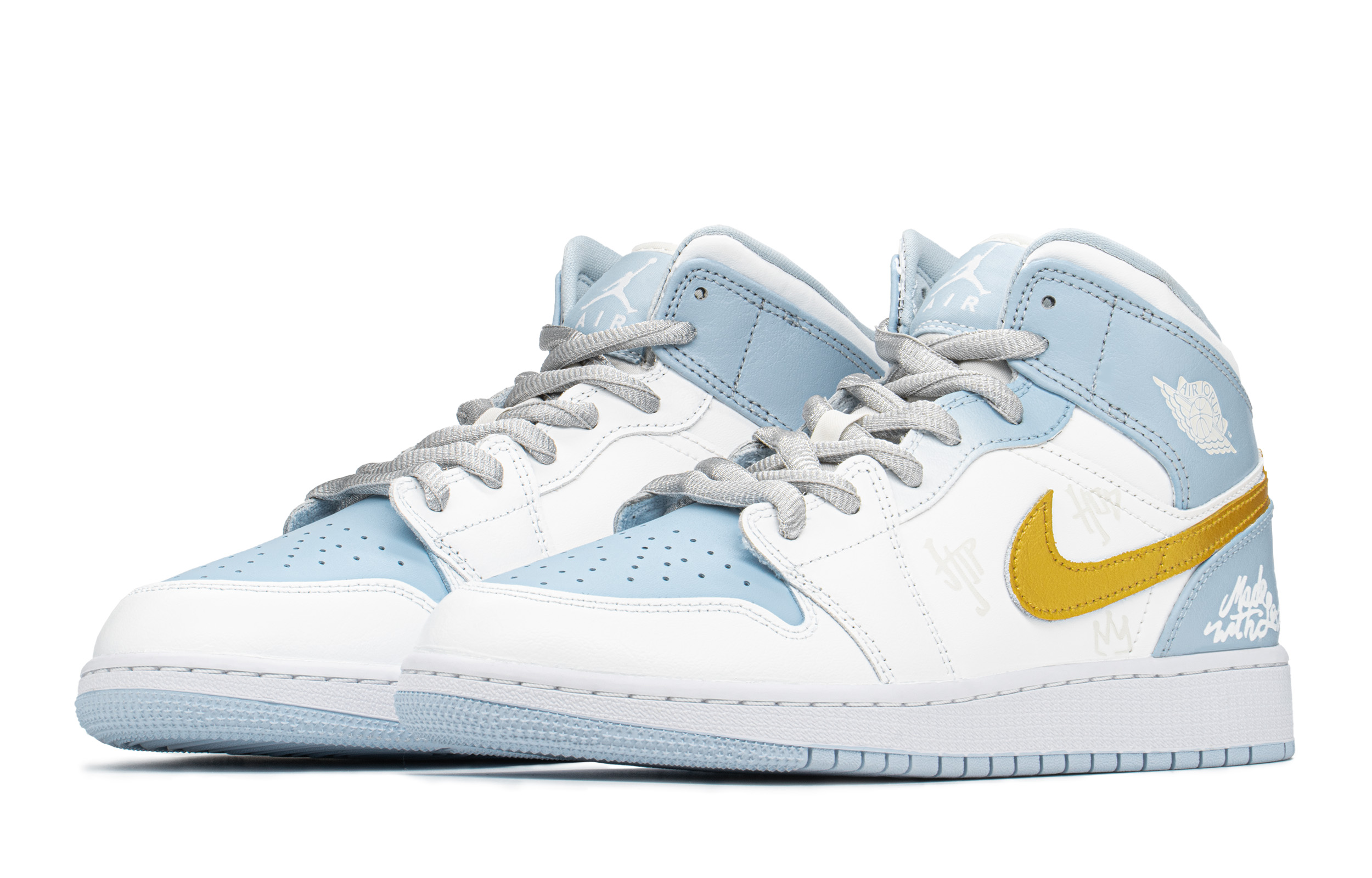 Shop [Sepatu Khusus] Air Jordan 1 High 'Romantic Ocean Blue Splatter' 555112-401(TeamA-AJ海蓝奇缘S-BOX)