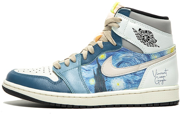 【客製化球鞋】喬丹 Air Jordan 1 High 野鶴製造 油畫風主題 星月夜 特殊客製款 高筒 復古籃球鞋 男女同款 白藍 Buy 【客製化球鞋】喬丹 Air Jordan 1 High 野鶴製造 油畫風主題 星月夜 特殊客製款 高筒 復古籃球鞋 男女同款 白藍