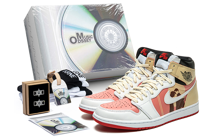 Buy 에어 조던 1 하이 '발렌타인 추상 흰노랑' (69 characters) 555088-161(TeamB-男女款专辑O-BOX)