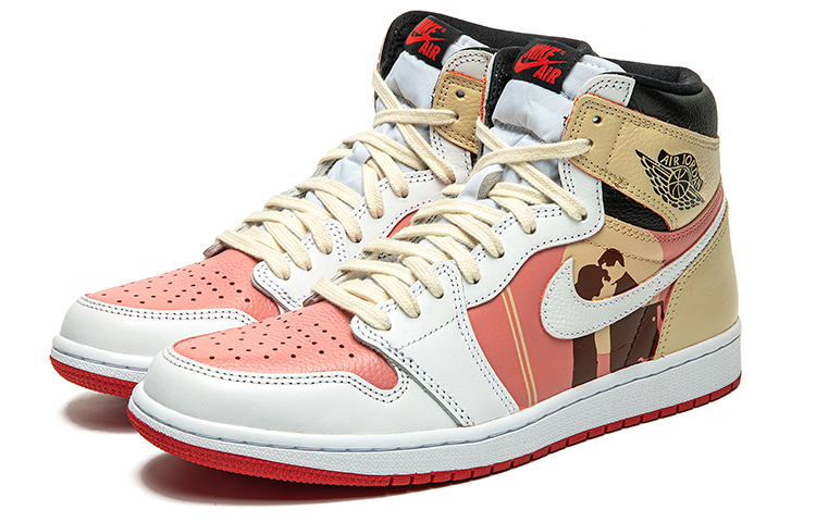 Shop 에어 조던 1 하이 '발렌타인 추상 흰노랑' (69 characters) 555088-161(TeamB-男女款专辑O-BOX)