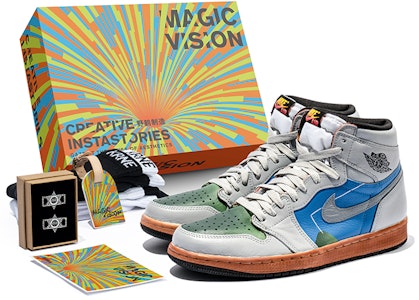 커스텀 에어 조던 1 하이 '화이트 블루 추상화' 555088-603(TeamB-男款海报白蓝N-BOX) Buy 커스텀 에어 조던 1 하이 '화이트 블루 추상화' 555088-603(TeamB-男款海报白蓝N-BOX)