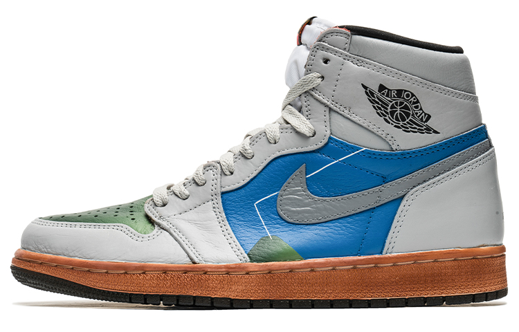 Order 【訂製球鞋】Jordan Air Jordan 1 High 野鶴製造 藝術抽象主題 復古風 做舊鞋底 送禮 高幫 復古籃球鞋 男女同款 白藍