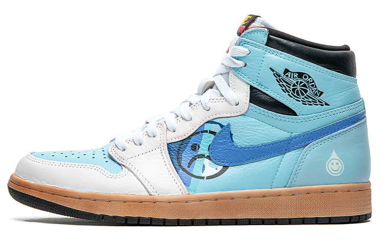 Buy [Sepatu Kustom] Air Jordan 1 High 'Wild Crane Abstrak Biru-Putih' 555088-603(TeamB-白蓝艺术)
