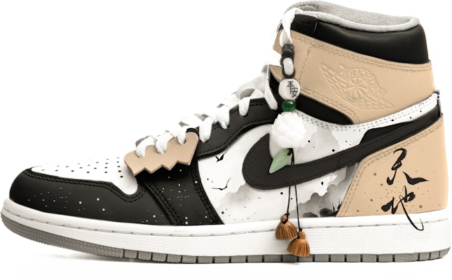 【定製球鞋】Jordan Air Jordan 1 浮游天地 特殊鞋盒 國風 新中式 復古 高筒 籃球鞋 男女同款 卡其黑 Buy 【定製球鞋】Jordan Air Jordan 1 浮游天地 特殊鞋盒 國風 新中式 復古 高筒 籃球鞋 男女同款 卡其黑