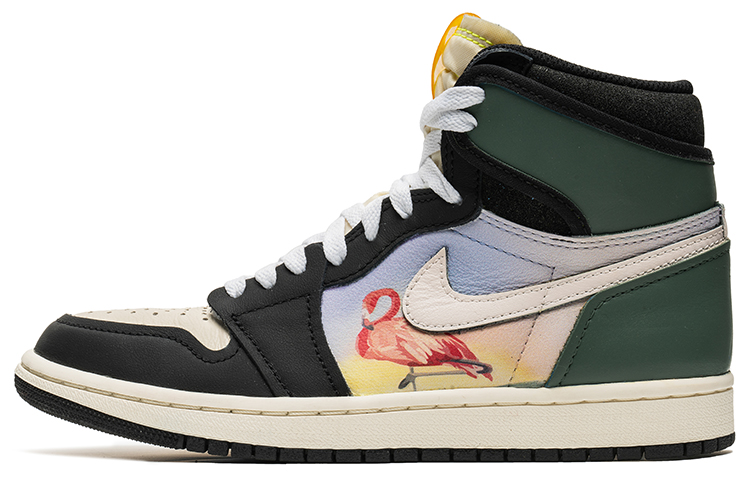 Buy 【定製球鞋】 Jordan Air Jordan 1 High OG 野鶴製造 復古藝術主題 火烈鳥 禮盒 高幫 復古籃球鞋 男女同款 黑綠