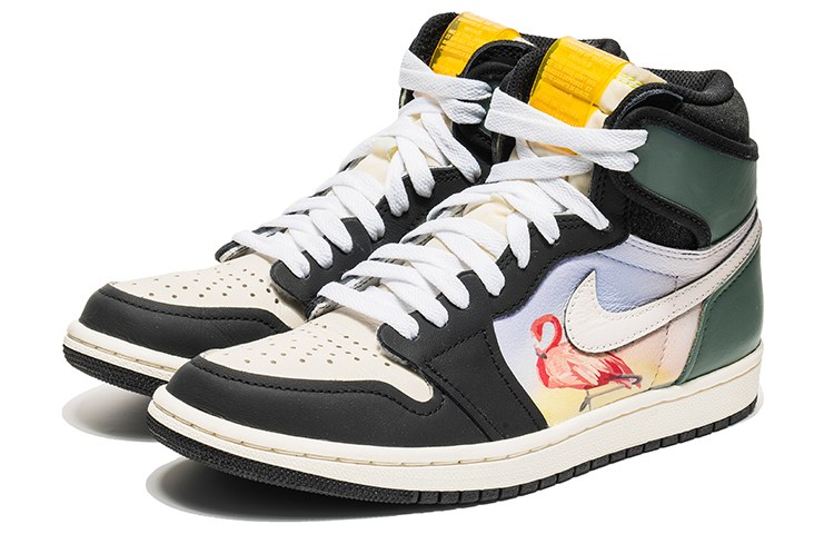 Lookbook 【定製球鞋】 Jordan Air Jordan 1 High OG 野鶴製造 復古藝術主題 火烈鳥 禮盒 高幫 復古籃球鞋 男女同款 黑綠