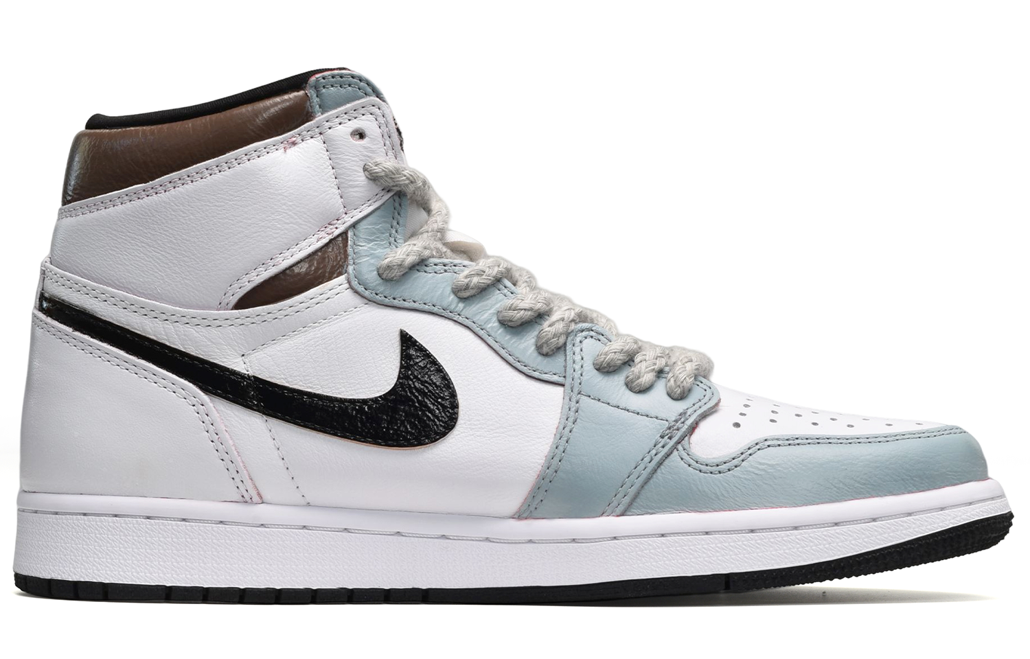 Lookbook 에어 조던 1 OG 'CNY 데님 패치워크' (검/흰/파) 555088-603(TeamE-男款牛仔贴布黑白蓝BOX)