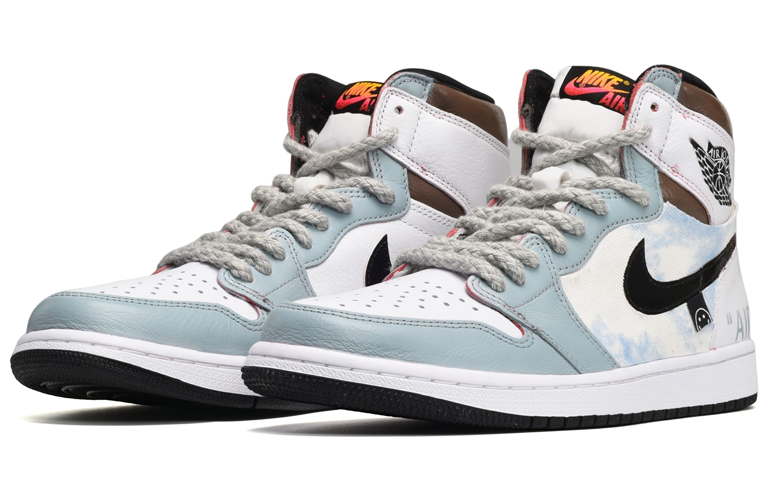 Shop 에어 조던 1 OG 'CNY 데님 패치워크' (검/흰/파) 555088-603(TeamE-男款牛仔贴布黑白蓝BOX)