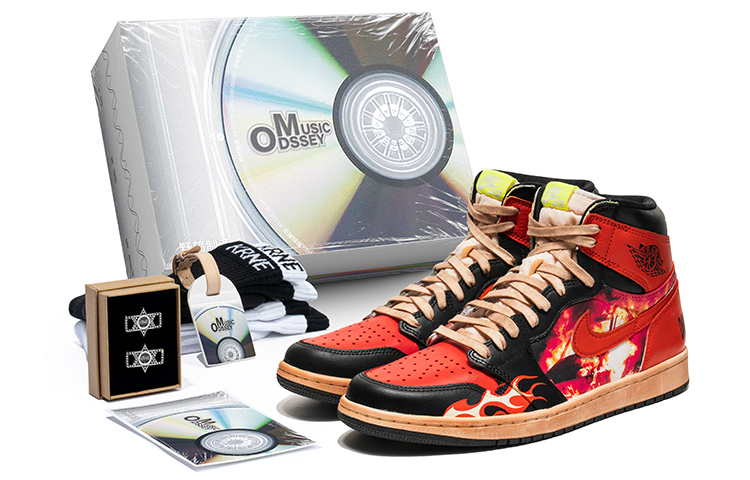 Buy [Kasut Custom] Air Jordan 1 High OG 'Flame Theme Distressed Sole Hitam Merah' 555088-702(TeamB-专辑火焰黑红O-BOX)