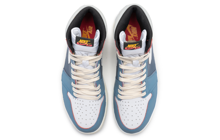 Shop [Kasut Custom] Air Jordan 1 Tinggi OG 'Haze Blue Summer Crane' 555088-603(TeamB-男女款雾霾蓝白蓝)