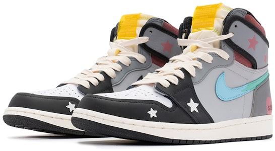 Jordan 1 "Hei Gui - Grulla Salvaje" 555088-118(TeamB-男女款涂鸦五角星黑灰) Lookbook Jordan 1 "Hei Gui - Grulla Salvaje" 555088-118(TeamB-男女款涂鸦五角星黑灰)
