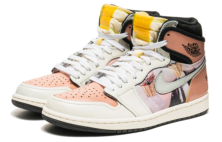Shop [Zapatos Personalizados] Air Jordan 1 High OG 'Ice Cream Rosa Blanco' 555088-118(TeamB-情人男女款白粉Q-BOX)