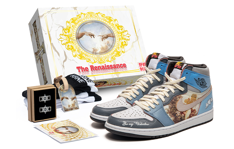 Buy [カスタムシューズ] エアジョーダン 1 ハイ OG「インディゴブルー・ルネッサンス」 555088-603(TeamB-油画靛石蓝C-BOX)