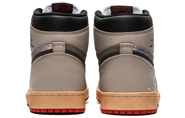 Shop [Sepatu Kustom] Air Jordan 1 High OG 'Lukisan Minyak Black Toe - Abu Coklat' 555088-161(TeamB-专辑油画灰棕)