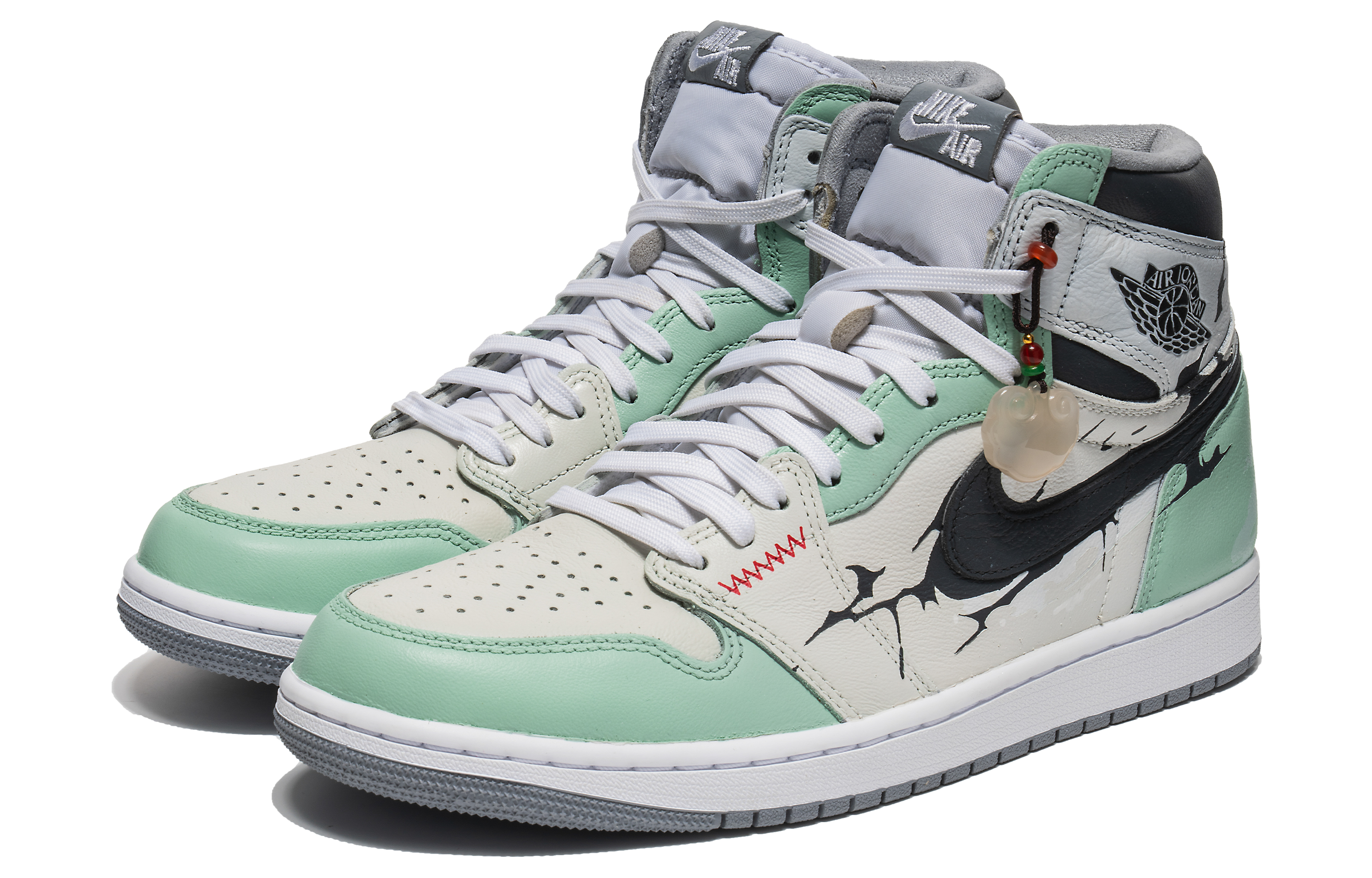 Lookbook [Sepatu Kustom] Air Jordan 1 High OG 'Tiffany Green' 555088-037(Team22-七夕水墨A-BOX)