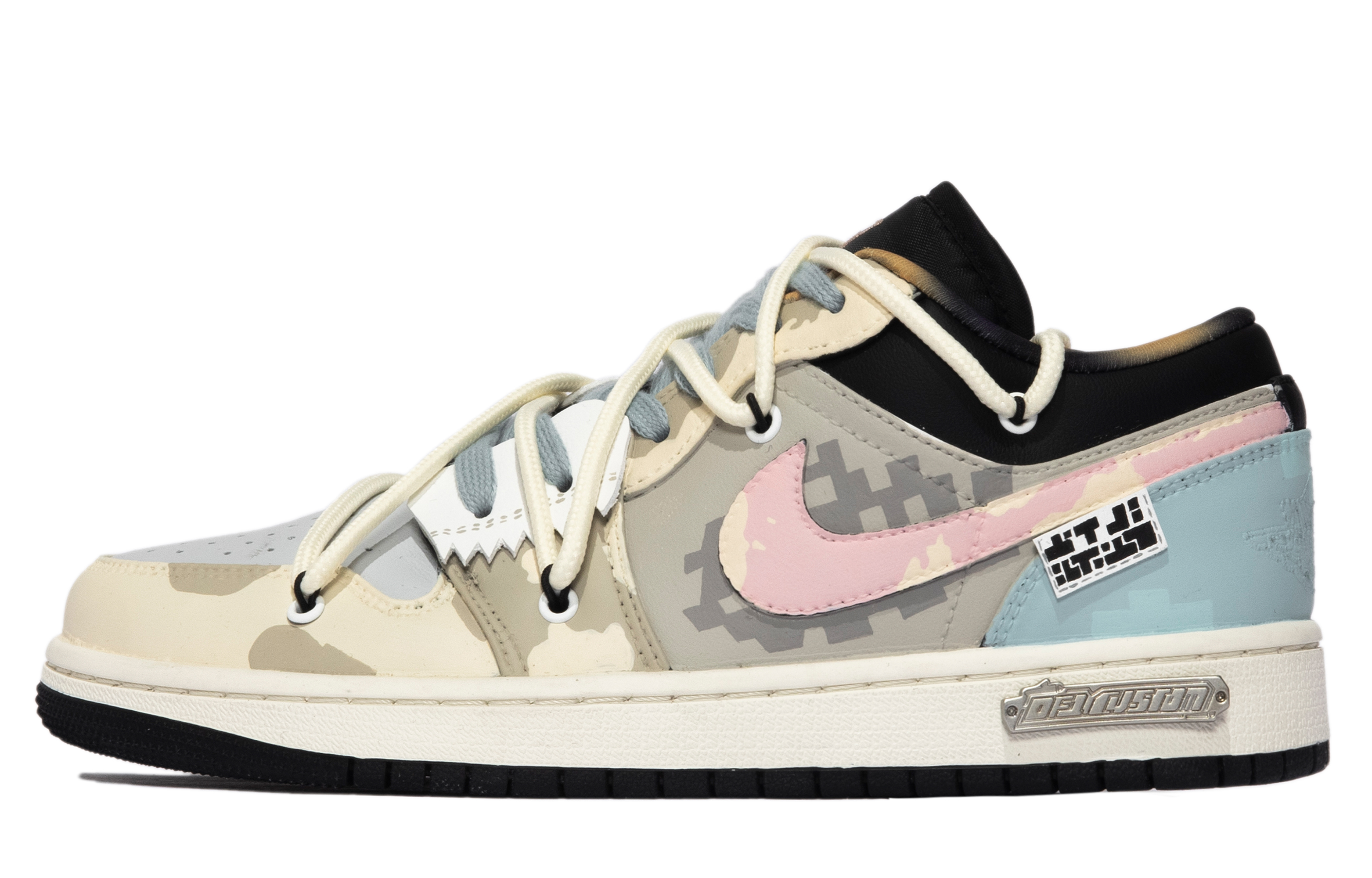 Buy 커스텀 에어 조던 1 로우 '모자이크 블랙 핑크' DQ8421-001(TeamM-女款马赛克S-BOX)