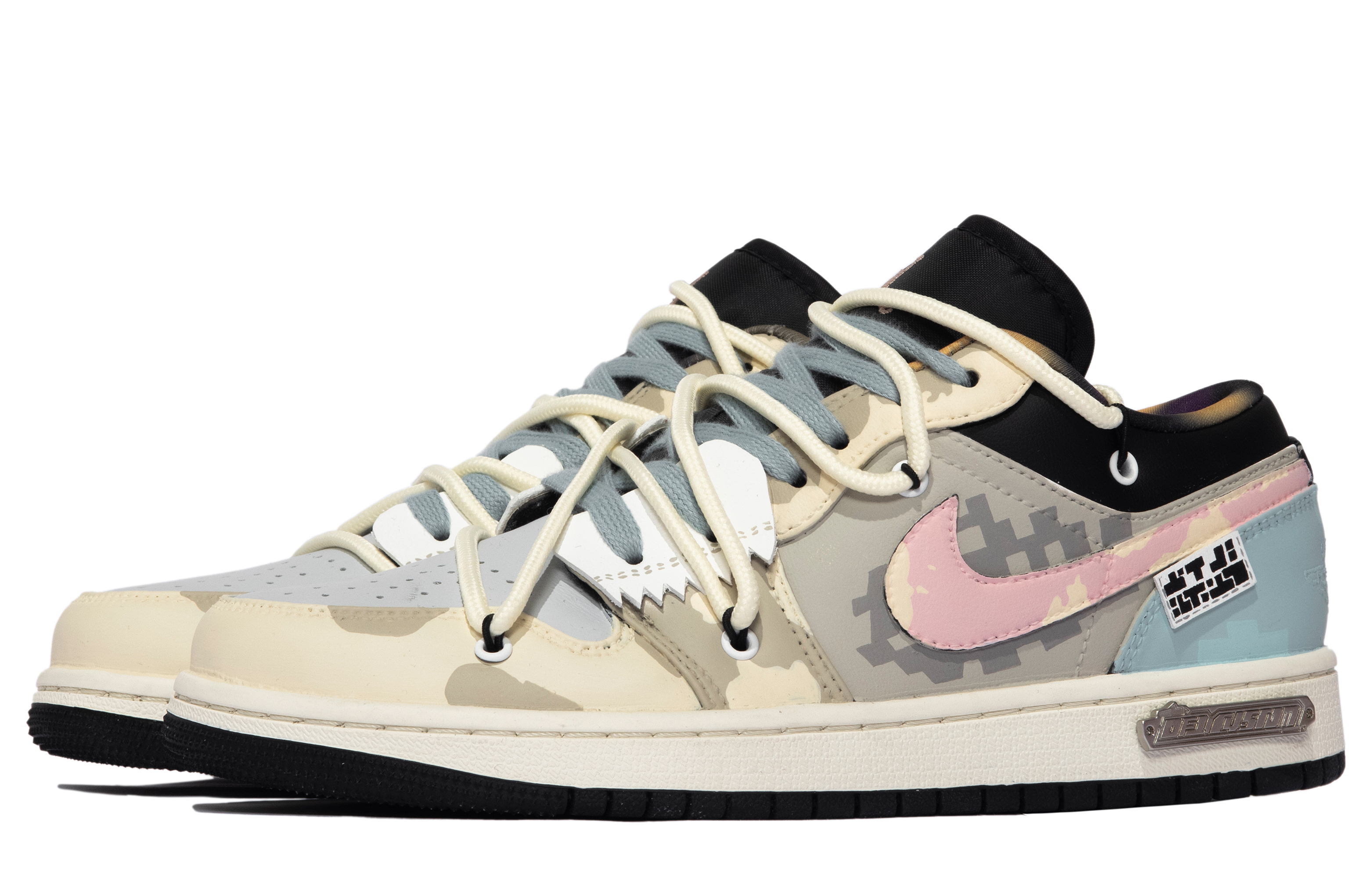 Lookbook 커스텀 에어 조던 1 로우 '모자이크 블랙 핑크' DQ8421-001(TeamM-女款马赛克S-BOX)