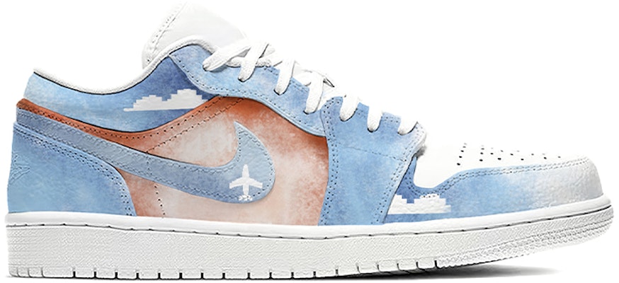 【定制球鞋】Jordan Air Jordan 1 Low 風活動 噴繪 王牌飛行員 低幫 復古籃球鞋 男款 藍橙 Order 【定制球鞋】Jordan Air Jordan 1 Low 風活動 噴繪 王牌飛行員 低幫 復古籃球鞋 男款 藍橙