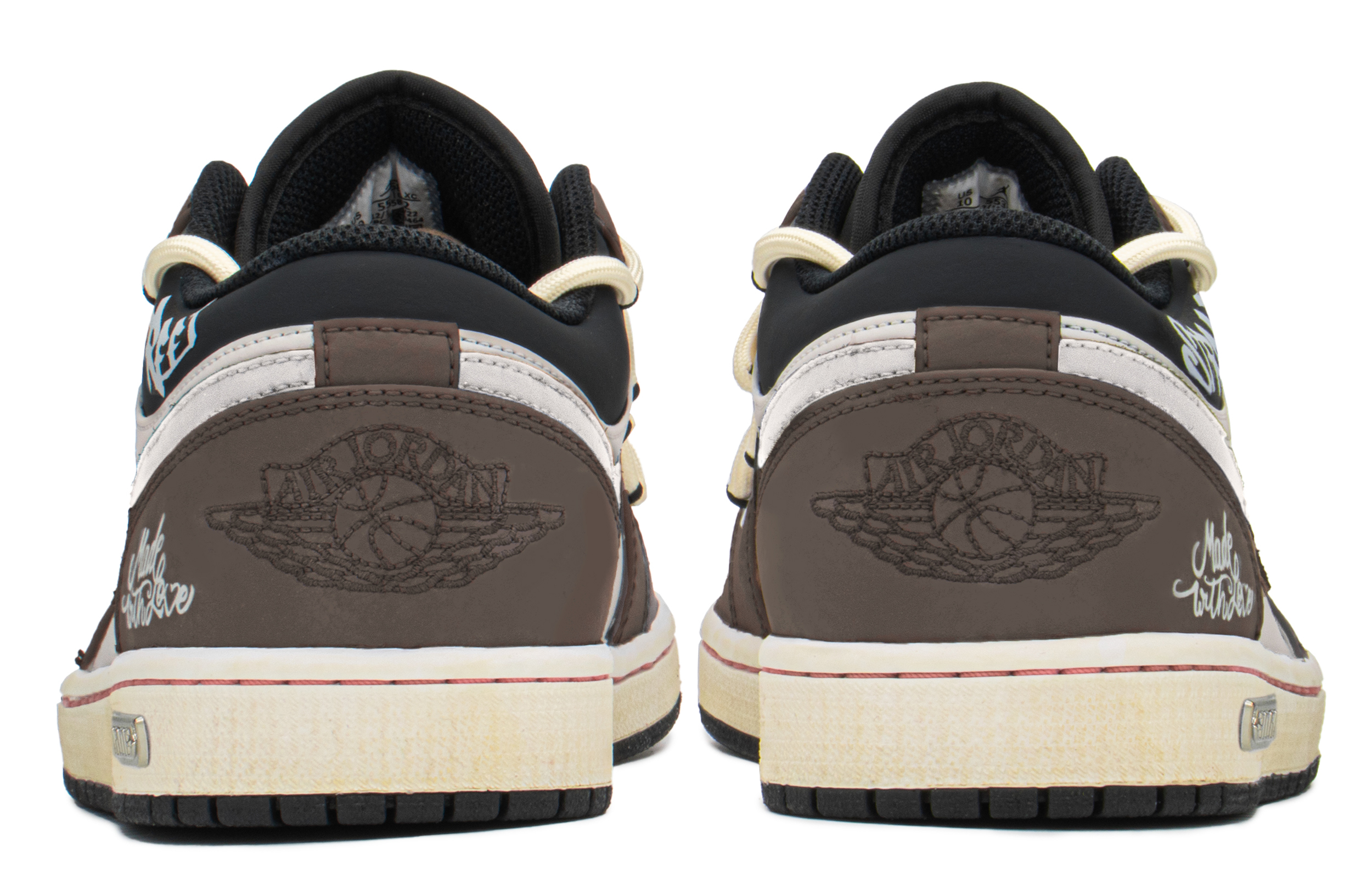 Shop [Kasut Custom] Air Jordan 1 Low 'Agarwood Mocha' 553558-062(TeamA-AJ爱情做摩卡)
