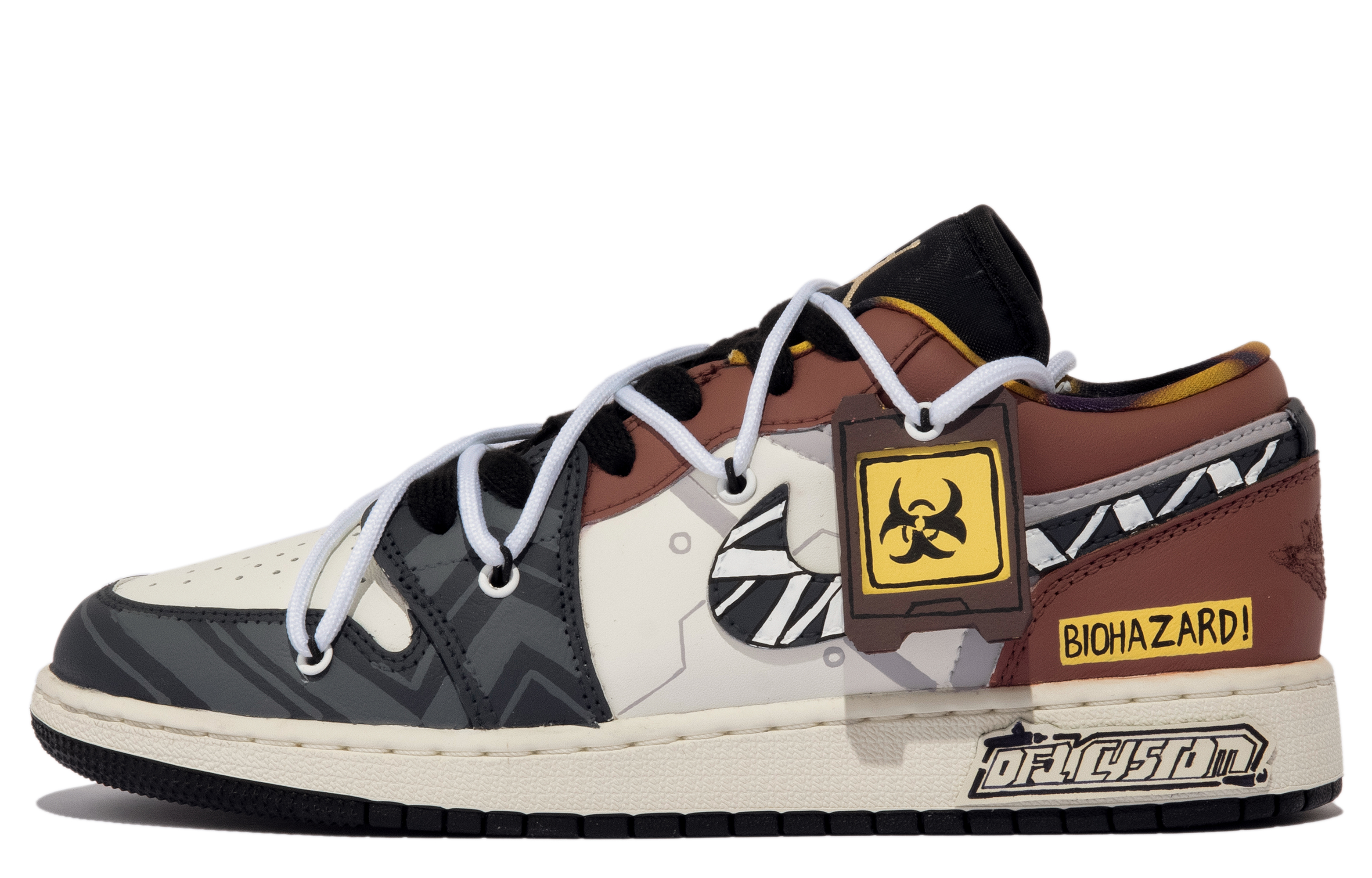 Buy [Sepatu Custom] Air Jordan 1 Low 'Beige Merah Hitam Apokaliptik' DQ8421-001(TeamM-女款启示录xhzz)