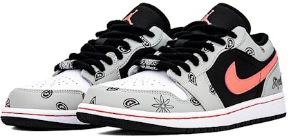 에어 조던 1 로우 '비대칭 마끈 핑크 캐슈 플라워' 553558-062(Team肆-男款腰果花) Lookbook 에어 조던 1 로우 '비대칭 마끈 핑크 캐슈 플라워' 553558-062(Team肆-男款腰果花)