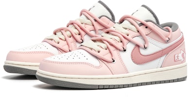 【訂製球鞋】Jordan Air Jordan 1 愛情軌跡 芭比粉 少女 簡約百搭 低筒 板鞋 GS 粉白 Lookbook 【訂製球鞋】Jordan Air Jordan 1 愛情軌跡 芭比粉 少女 簡約百搭 低筒 板鞋 GS 粉白