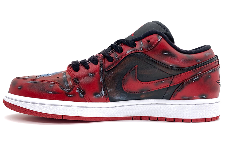 Order 에어 조던 1 로우 '철갑 전투' (50 characters) 553558-606(Team柒-男款战损黑红钢铁侠)