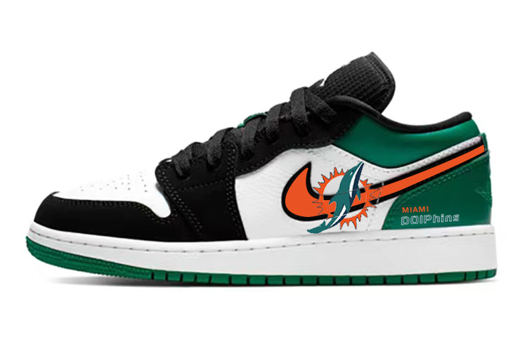 Buy [カスタムシューズ] エアジョーダン1 ロー「ブラック-グリーン」 553560-113(Team56-星月海豚)