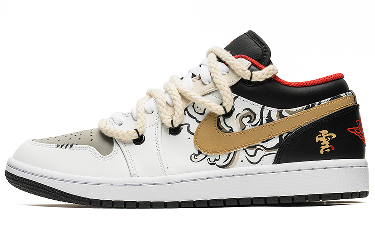 Order 커스텀 에어 조던 1 로우 '블랙 골드 잉크 클라우드' 553558-063(TeamB-黑金水墨S-BOX)