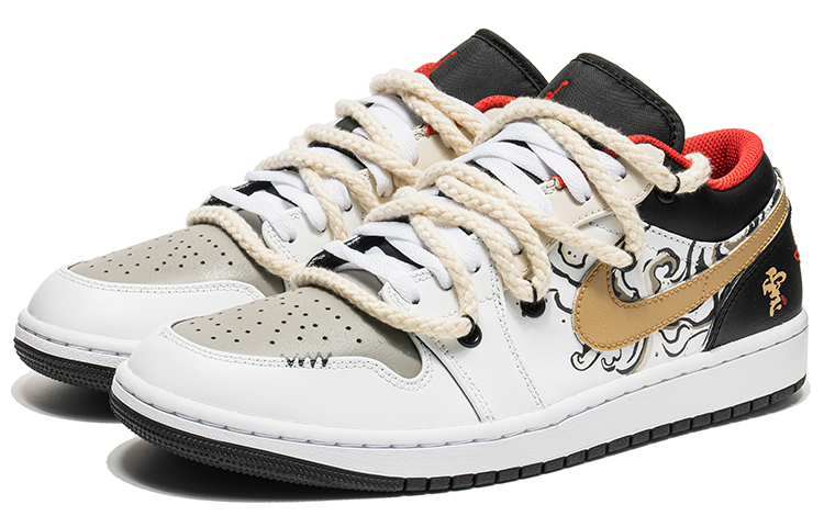 Shop 커스텀 에어 조던 1 로우 '블랙 골드 잉크 클라우드' 553558-063(TeamB-黑金水墨S-BOX)