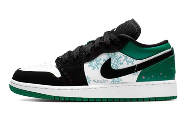 Buy [Kasut Tersuai] Air Jordan 1 Low 'Hitam Hijau' 553560-113(Team56-雪绵松润)