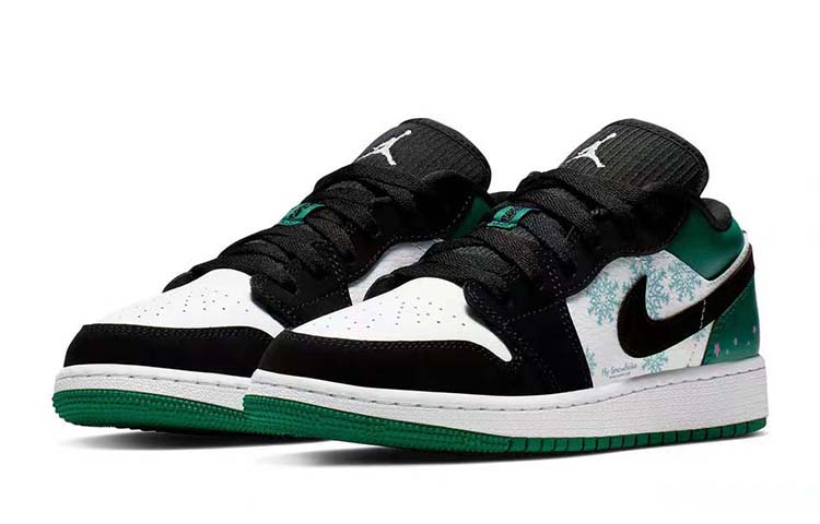 Lookbook [Kasut Tersuai] Air Jordan 1 Low 'Hitam Hijau' 553560-113(Team56-雪绵松润)