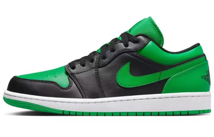 Sizing [Sneakers Kustom] Air Jordan 1 Low 'Hitam Abu Hijau Double Swoosh' 553558-065(TeamE-男款五星黑灰绿)