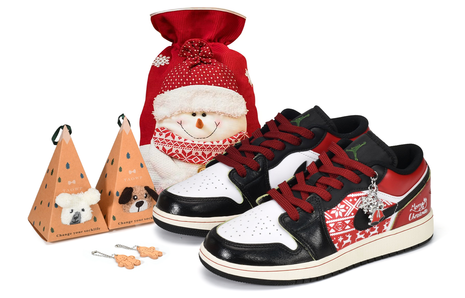 Buy [定制鞋款] Air Jordan 1 Low '黑脚跟冬季礼物' 553558-062(TeamE-男款冬日礼物黑红白)