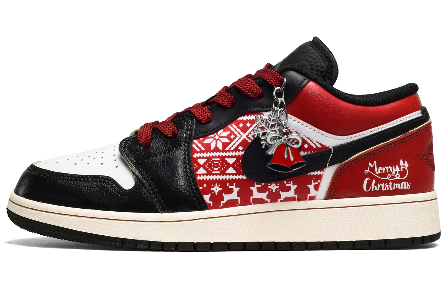 Order [定制鞋款] Air Jordan 1 Low '黑脚跟冬季礼物' 553558-062(TeamE-男款冬日礼物黑红白)