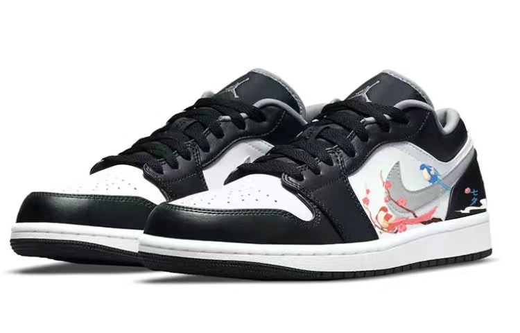 Lookbook [カスタムシューズ] エアジョーダン1 ロー「ブラックホワイト」 553560-040(Team56-比翼双飞)