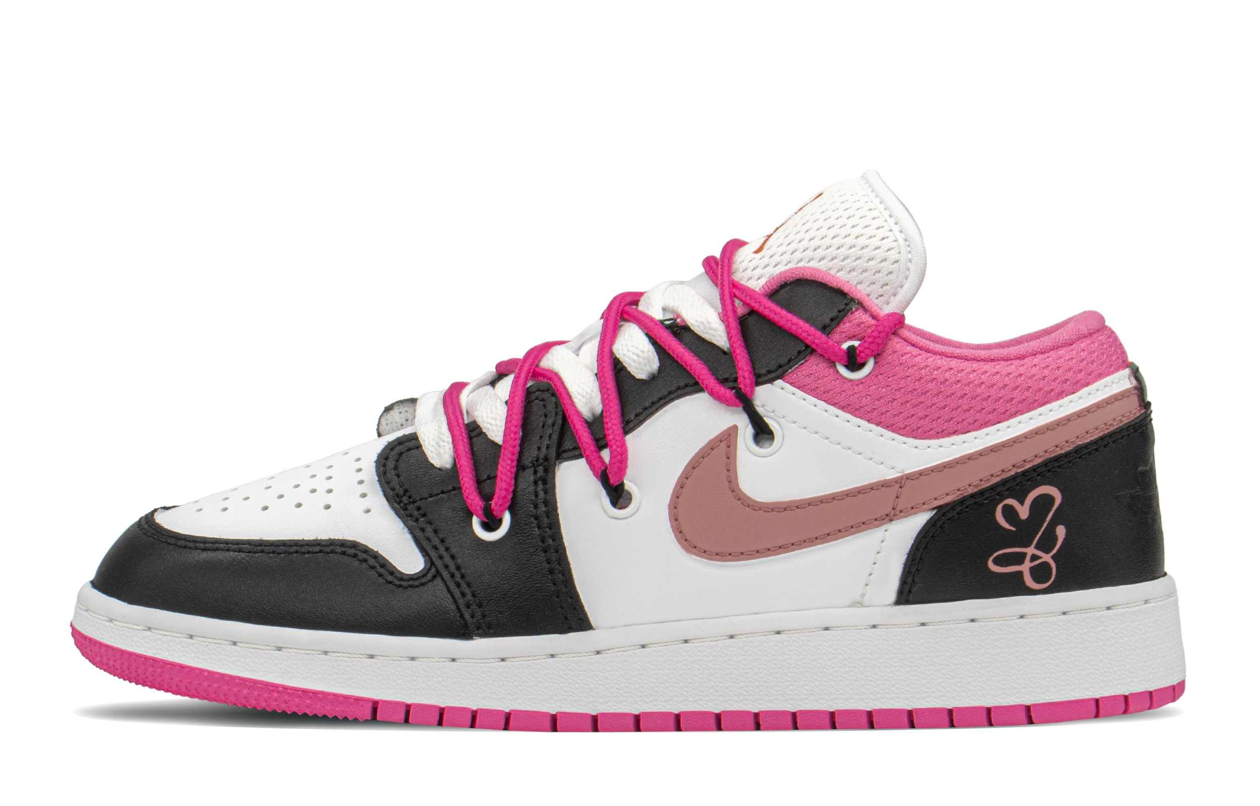 Buy [Zapatillas Personalizadas] Air Jordan 1 Low 'Negro Blanco Rosa' DR9498-168(TeamA-AJ甜酷爱心)