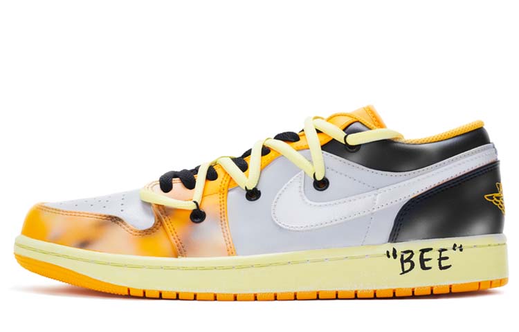 Buy 커스텀 에어 조던 1 로우 '블랙 옐로우' 553558-701(TeamR-男款大黄蜂黑黄)