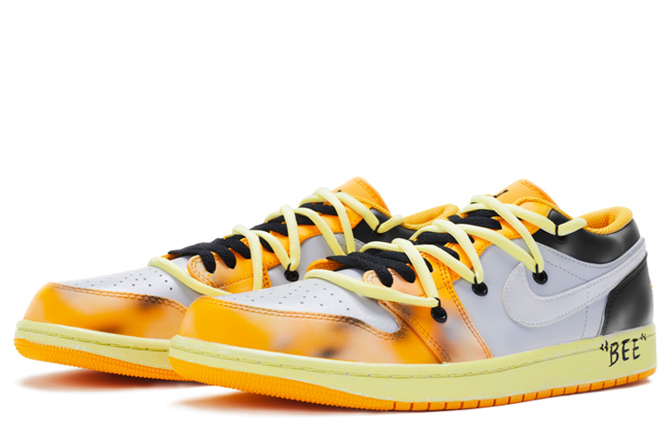 Lookbook 커스텀 에어 조던 1 로우 '블랙 옐로우' 553558-701(TeamR-男款大黄蜂黑黄)