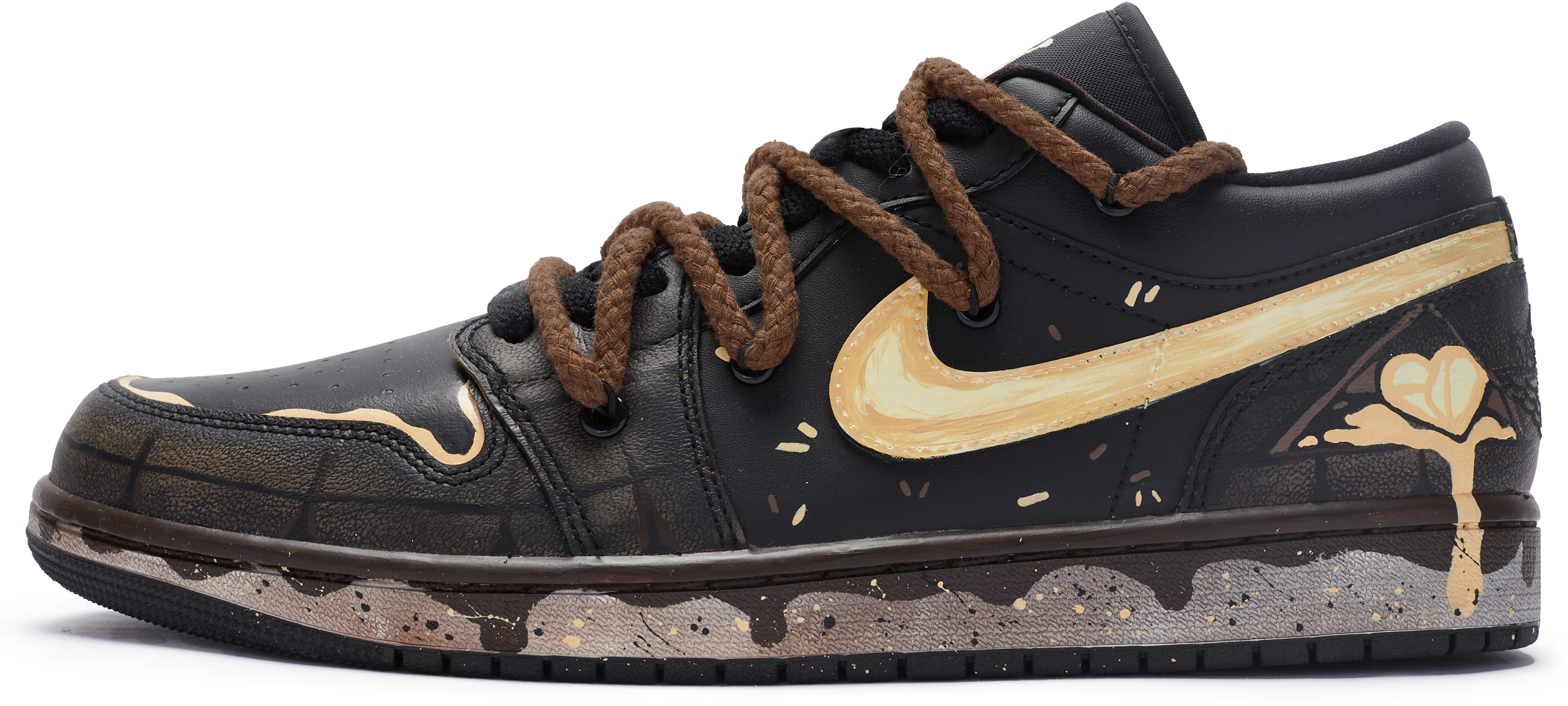 custom-shoes-air-jordan-1-low-black-yellow-brown