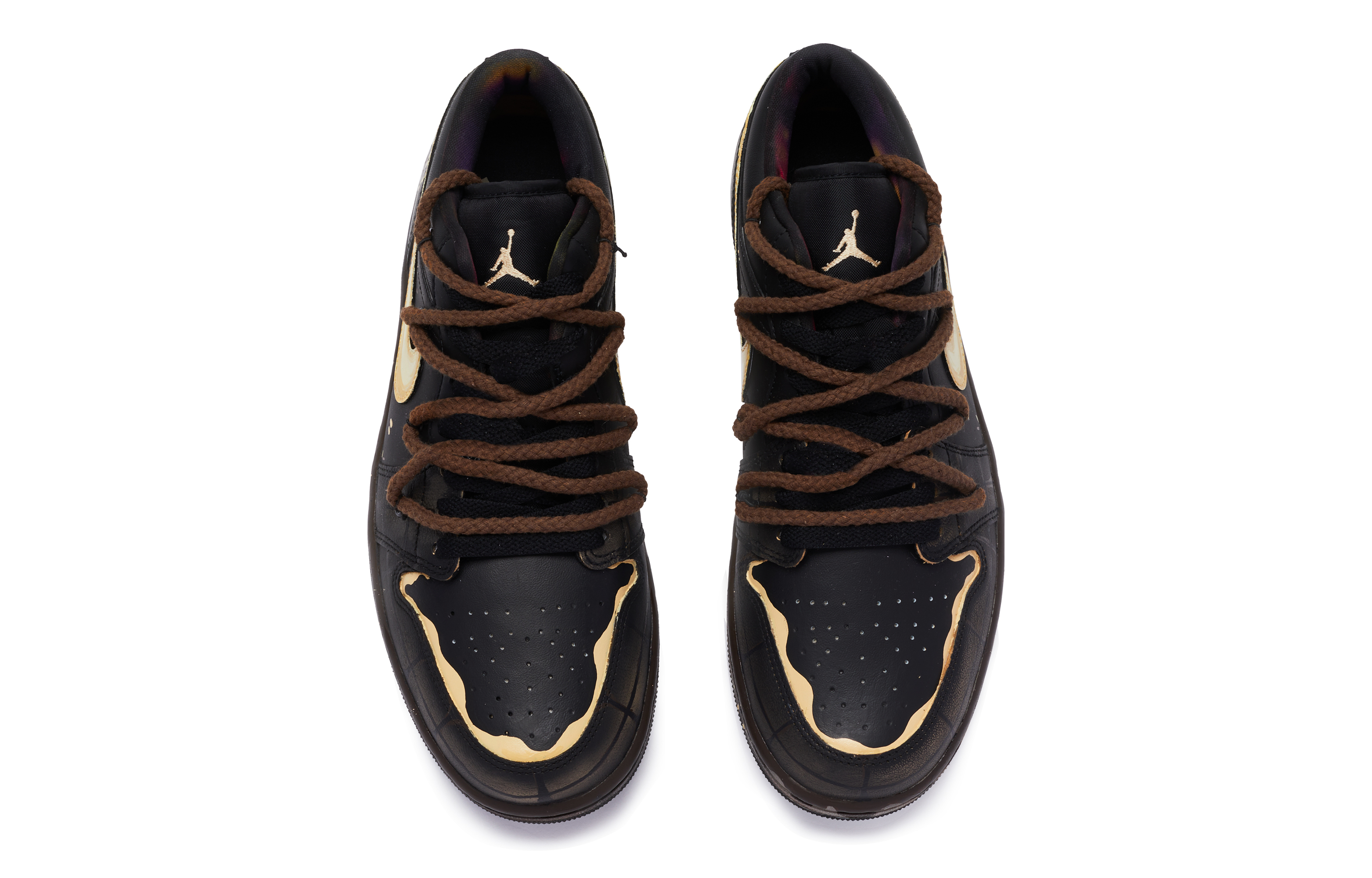 Shop [Sepatu Custom] Air Jordan 1 Low 'Hitam Kuning Coklat' DQ8422-001(TeamR-男款脏脏包黑黄)