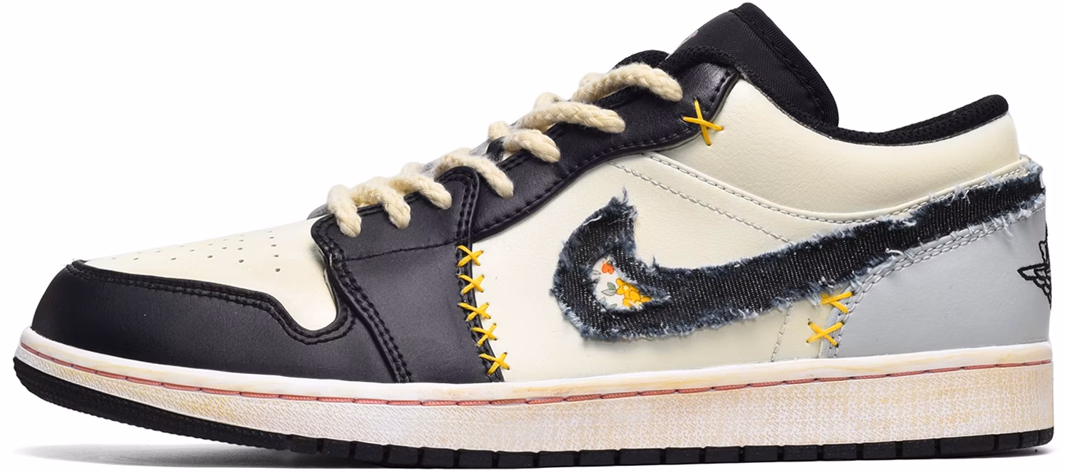 custom-shoes-air-jordan-1-low-black-yellow-grey-denim