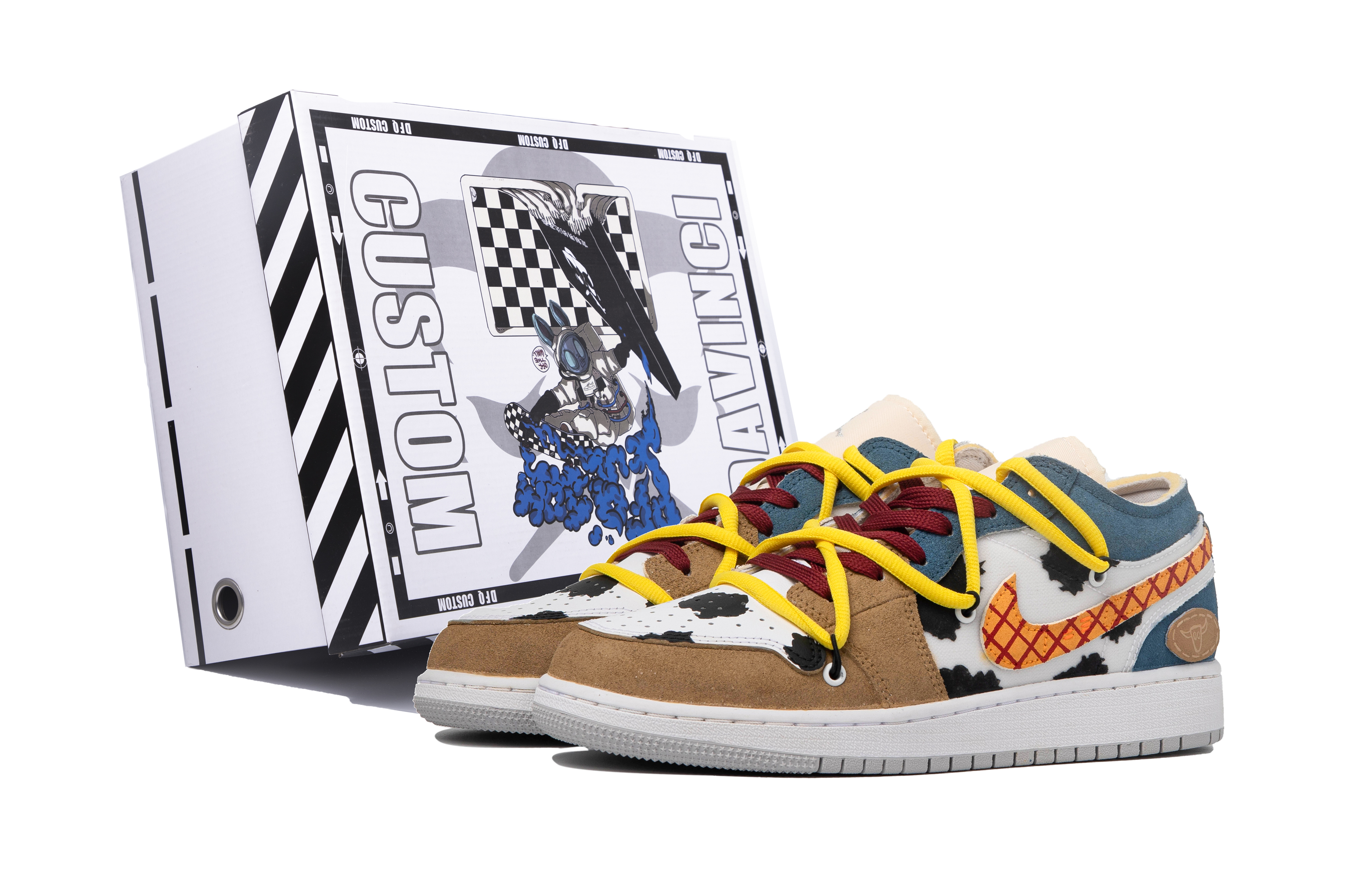 Buy [Kasut Tersuai] Air Jordan 1 Low 'Biru Coklat Grafiti' DQ3727-100(TeamM-女款田宿S-BOX)