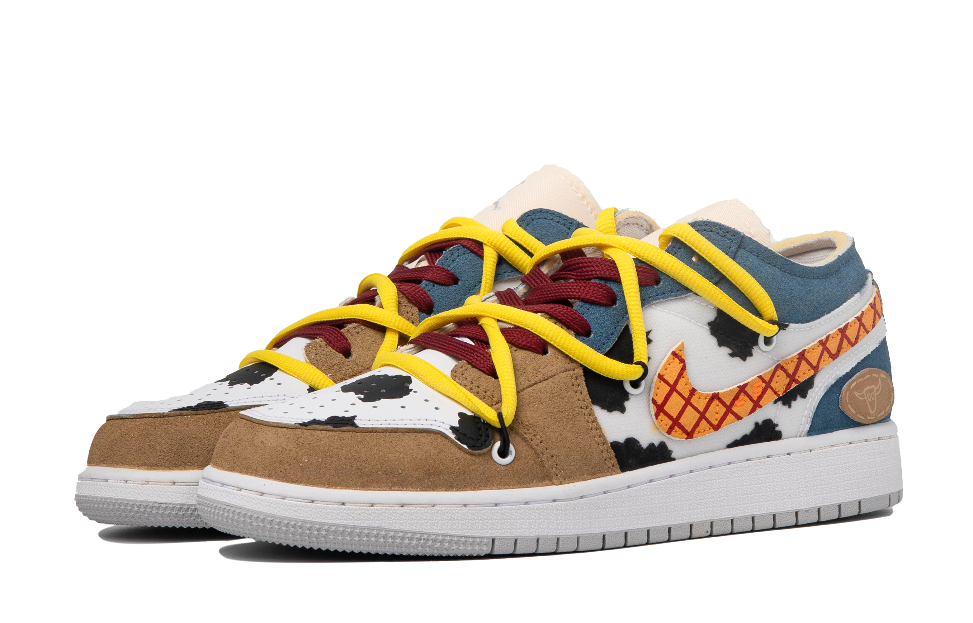 Shop [Kasut Tersuai] Air Jordan 1 Low 'Biru Coklat Grafiti' DQ3727-100(TeamM-女款田宿S-BOX)