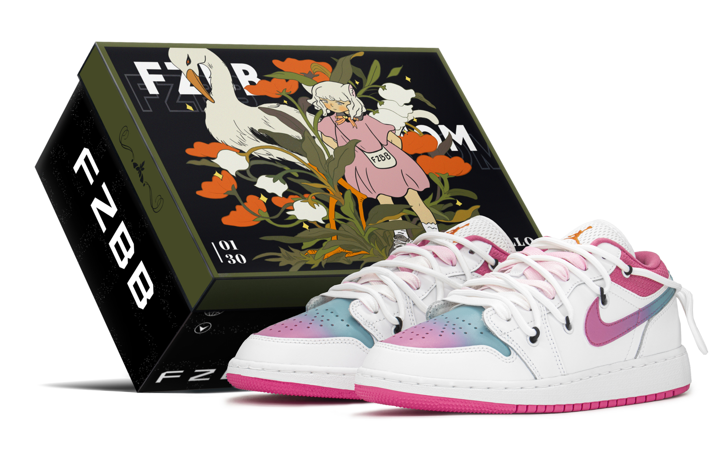 [Custom Shoes] Air Jordan 1 Low 'Blue Pink Gradient'