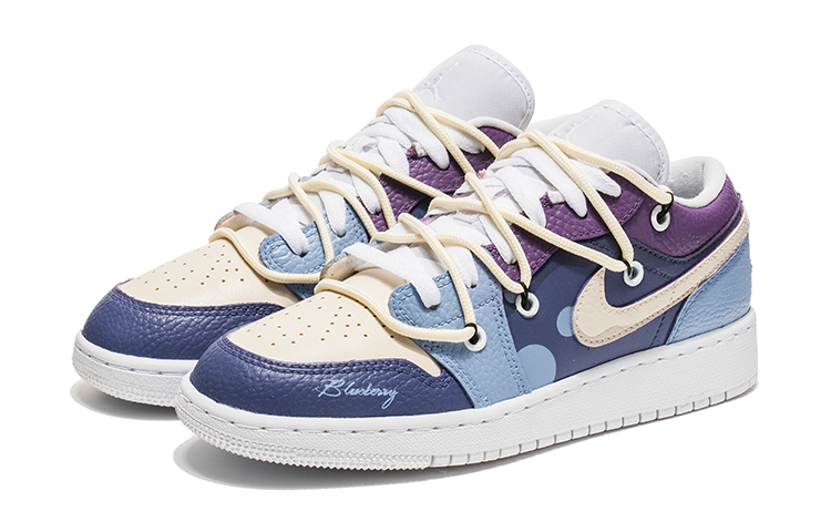 Shop [Sepatu Custom] Air Jordan 1 Low 'Blue Purple Graffiti' 553560-130(Team22-涂鸦艺术蓝紫A-BOX)