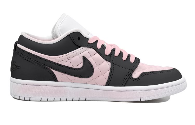 Lookbook [Sepatu Kustom] Air Jordan 1 Low 'Blush Hitam-Pink' DB6480-100(Team拾玖-黑粉樱花S-BOX）