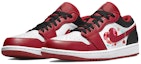 Lookbook 커스텀 에어 조던 1 로우 '벽돌심장' (레드/화이트/블랙) 553558-163(Team56-像素爱心)