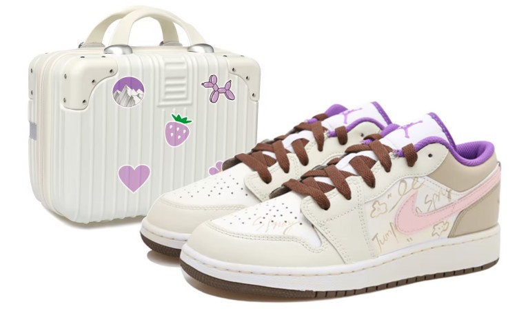 Buy [Zapatillas Personalizadas] Air Jordan 1 Low 'Graffiti Marrón Rosado' 553560-215(Team拾玖-甜酷摩卡S-BOX）