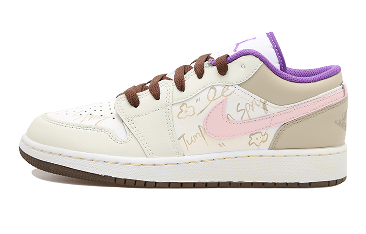 Order [Zapatillas Personalizadas] Air Jordan 1 Low 'Graffiti Marrón Rosado' 553560-215(Team拾玖-甜酷摩卡S-BOX）